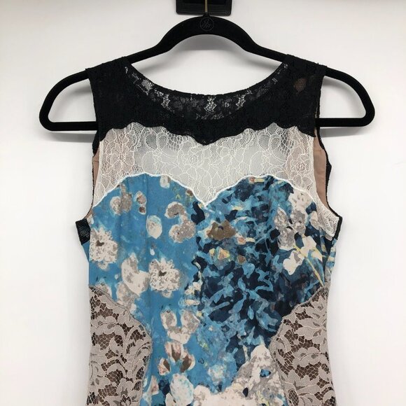 BCBGMaxAzria Tahiti Blue Combo Provence Sleeveless Open-Back Gown Maxi Dress 4 - Picture 6 of 16